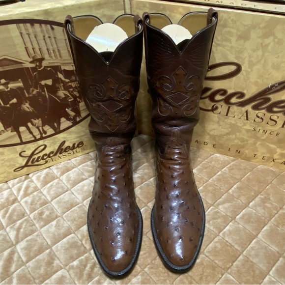 Lucchese Full Quill Ostrich Boots 12D - Picture 3 of 8